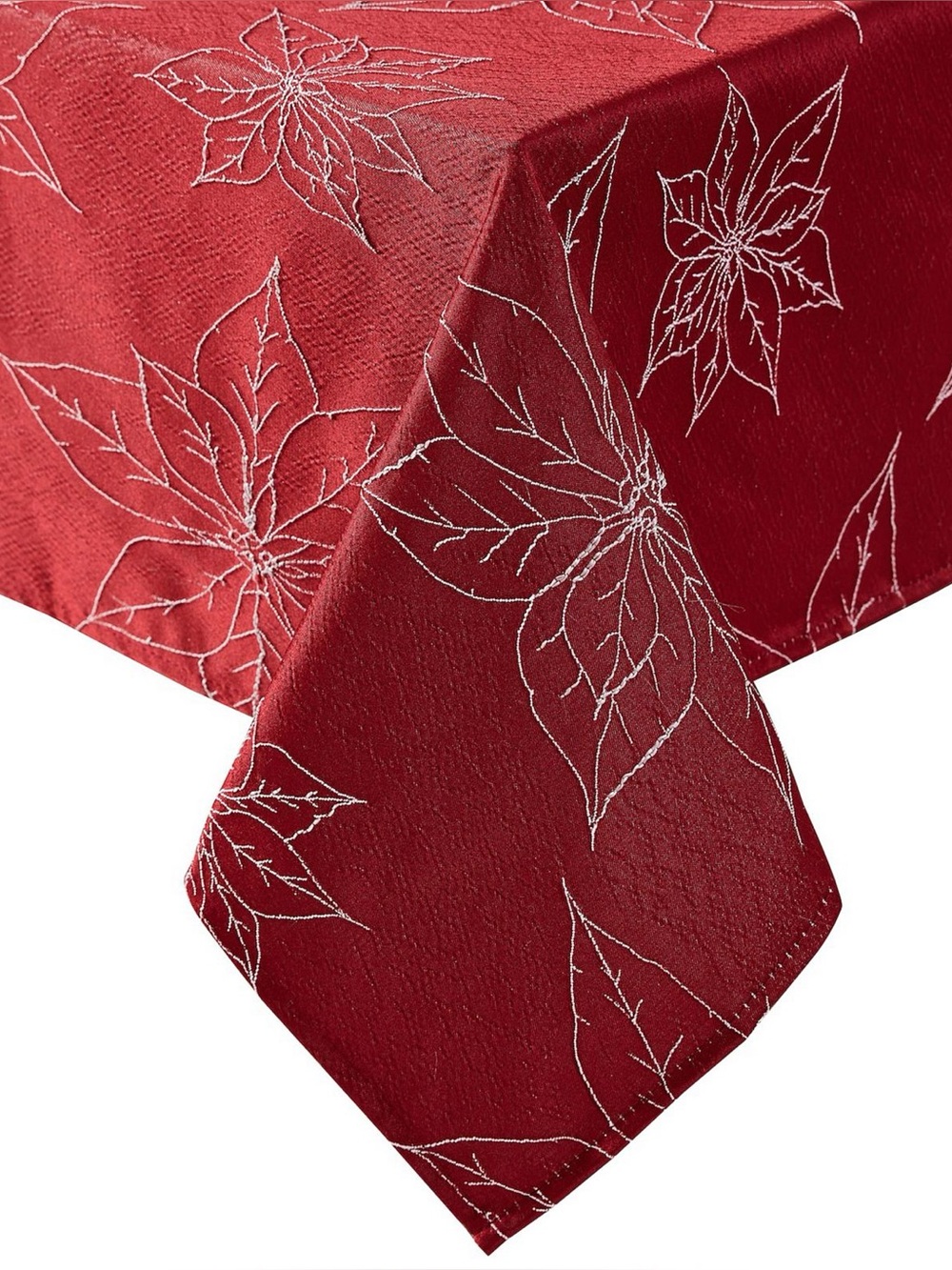 Laura Ashley Red Poinsettia Embroidered Tablecloth